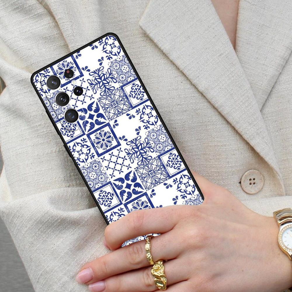 Ancient Floral Tiles Cell Phone Case for Samsung Galaxy S26 Ultra S25 S24 S23 S22 S21 S20 Note10 Cover