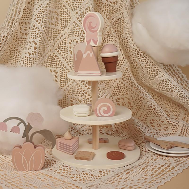 Children's play house tea set afternoon tea dessert simulation teapot tableware cup set toy wooden wooden