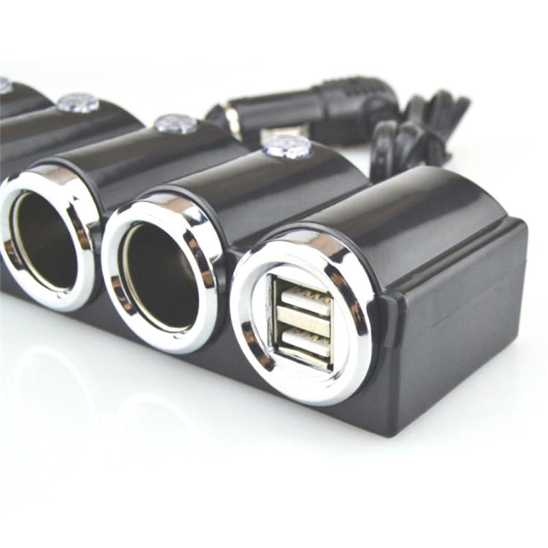 4v1 Dvojitá USB Vícezásuvka Autozapalovač Rozbočovač Zástrčka Adaptér Nabíječka