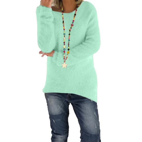 

Женские свитера Топы Круглый вырез Длинный рукав Свободный крой Вязаные топы Однотонный Эластичный Дышащий Трикотаж L зелёный