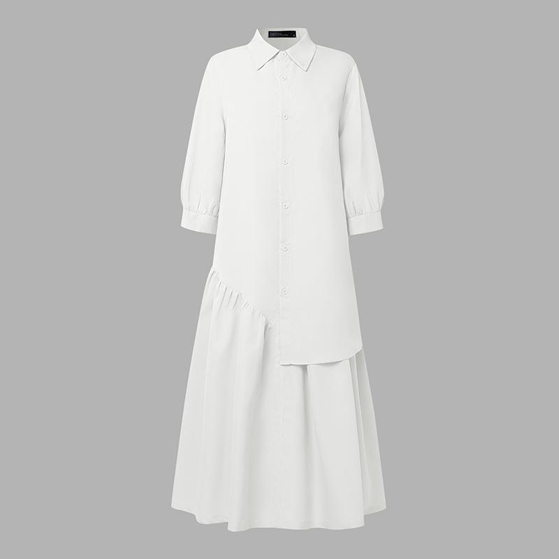 ZANZEA Women Turn Down Collar Long Sleeve Loose Casual Shirt Dress