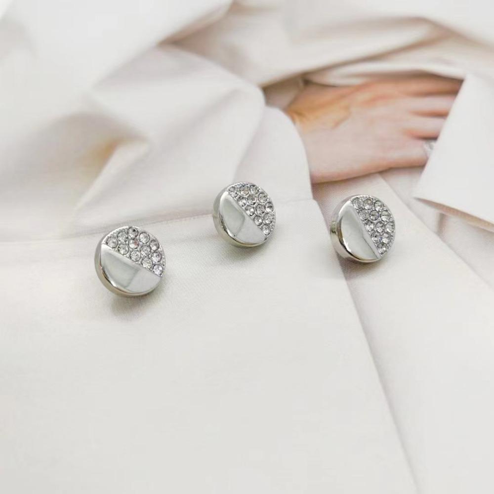 10pcs Fashionable Buttons 11mm Creative Asymmetrical Design Rhinestone Metal Shank Buttons Clothes Accessories