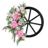 Wheel Wreath Zhongran Pink Simulation Wreath Simulation Green Plant Outdoor Courtyard Door Hanging Decoration