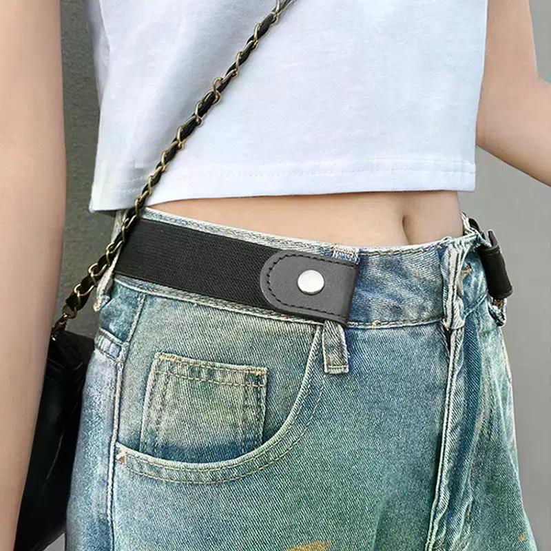 1Pcs Jean Pants Dresses No Buckle Stretch Elastic Waist Belt For Women Men No Buckle-Free Waist Belt