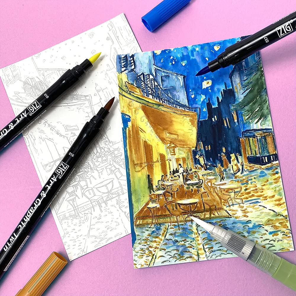 Kuretake Aquarell Van Gogh Art Graphic 6 Anfänger-Set, & Twin, Farben, WM-21/TUT6V