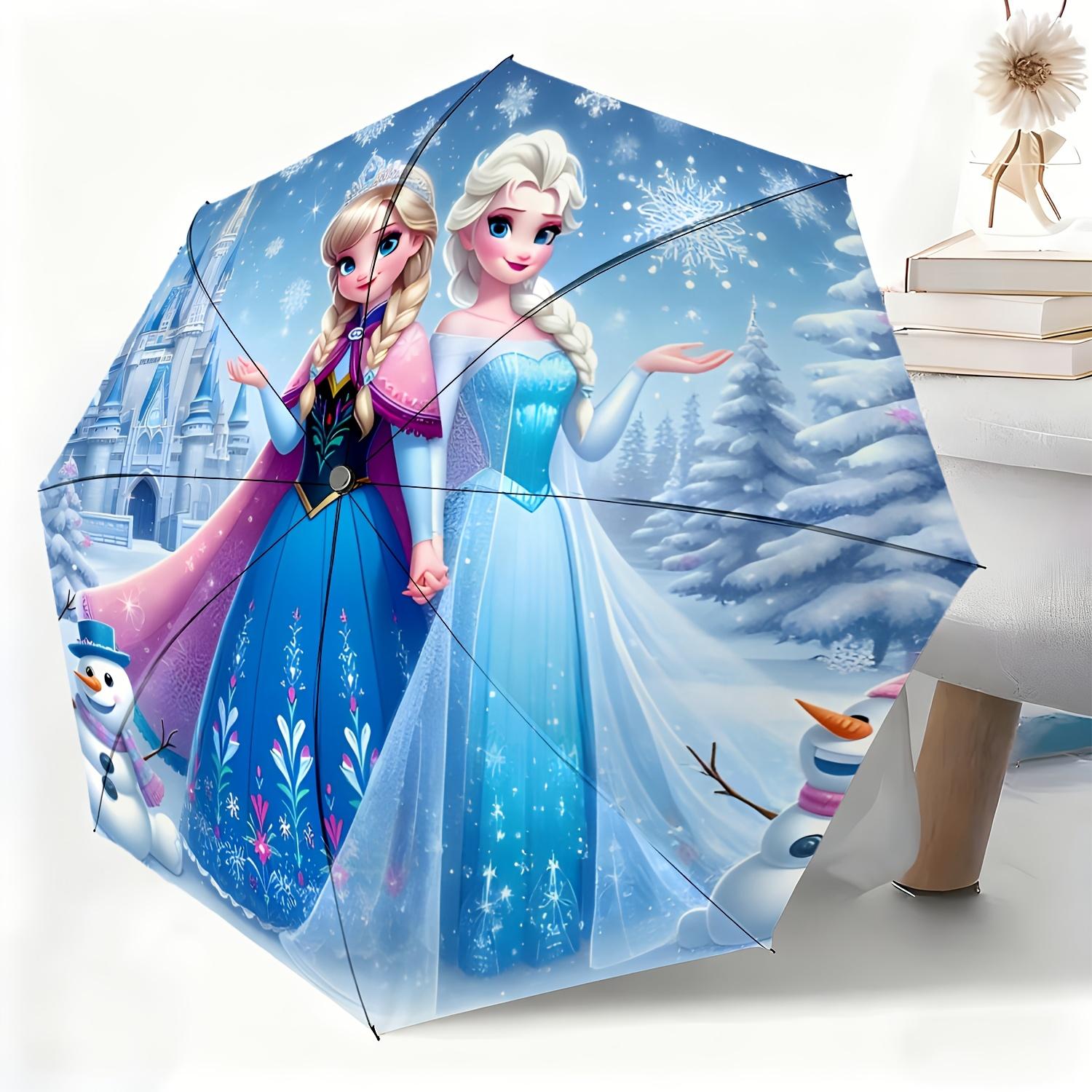 

1pc Disney Frozen Princess Castle Themed Automatic Umbrella, All-Weather Umbrella for All Occasions, Portable Folding Umbrella (as the picture,Iron&8K)