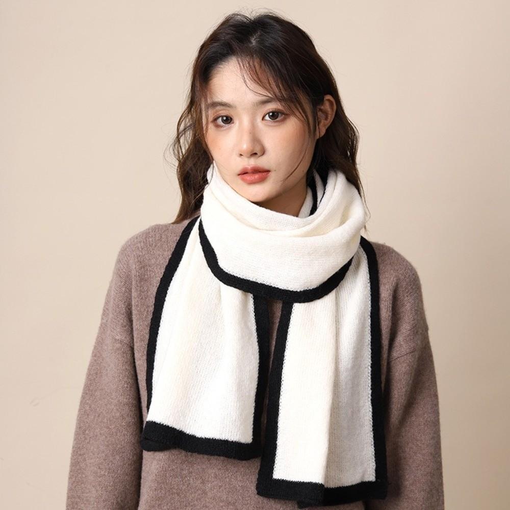 Large Winter Scarf Wool Plush Neckerchief Simple Knitted Scarfs Lady
