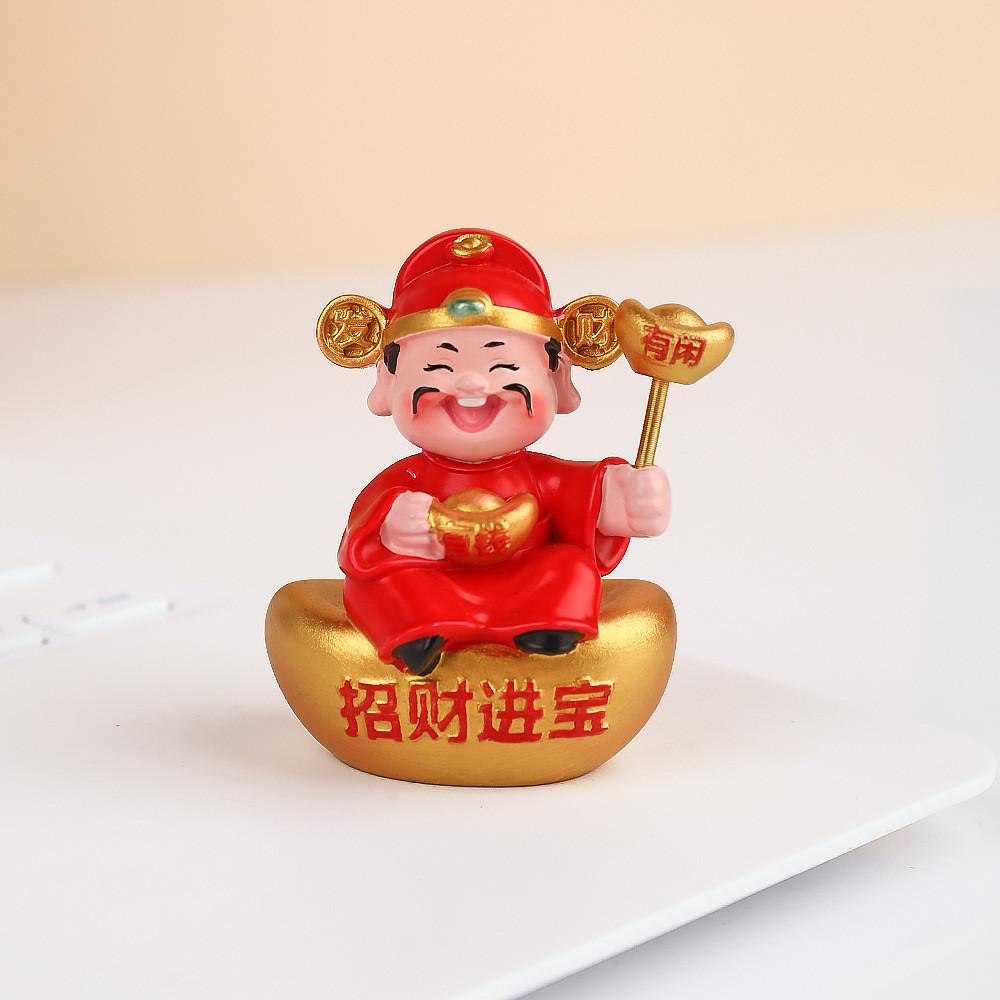 Lucky God Of Wealth Resin Figurine For Home Office Celebration Gift