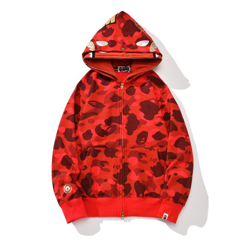Camouflage Shark Head Hoodie with Golden Zipper - Plus Velvet Autumn/Winter Teen Cardigan