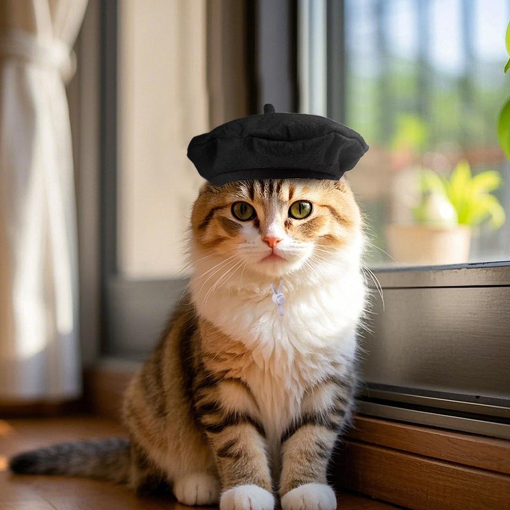 Soft Fabric Pet Beret Hat For Cats And Small Dogs Perfect For Photo Shoots And Party Events