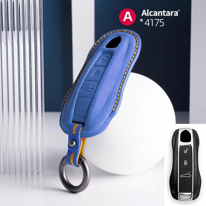 Alcantara Car Key Case Cover For Porsche Panamera Spyder Carrera Macan Cayman Cayenne 911 970 981 991 Accessories