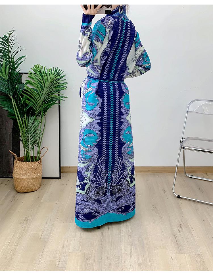 2024 Elegant Middle Eastern Muslim Cardigan Dress with Belt: Trendy Long Robe