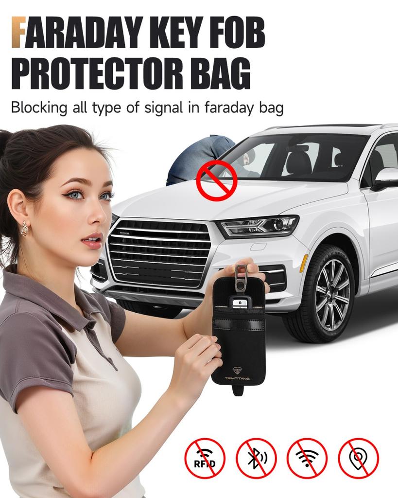 Awapow Signal Blocking Faraday Bag Mobile Phone Anti Theft Shielding Bag RFID Car Key Protection Storage Case Car Accessories
