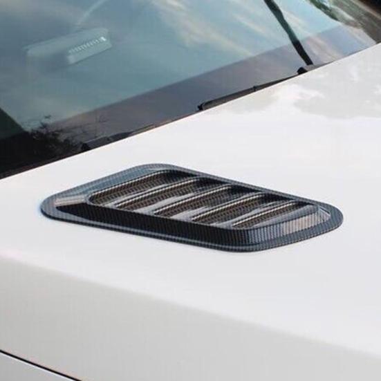 2Pcs Universal Hood Vent Decals Carbon Fiber Car Hood Scoop Air Intake Vent Decorative Trim Adhesive Fake Vents for Car Exterior