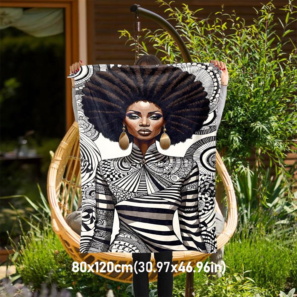 

1pc African American, Pattern Outdoor Flannel Blanket Soft Warm All-Season Throw for Sofa Bed Car Camping Office, Cozy Gift Idea1223S 80x120cm(31x47inch)