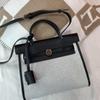 2025 Women's Canvas & Cowhide Kelly Colorblock Shoulder Bag - Large Capacity Fashion Handbag