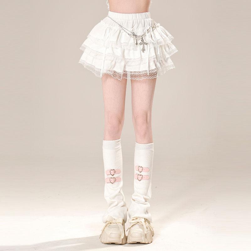 

Женская кружевная мини-юбка Y2K эластичная талия кавайная А-силуэта юбка-торт облегающая короткая юбка белая черная женская одежда XL белый