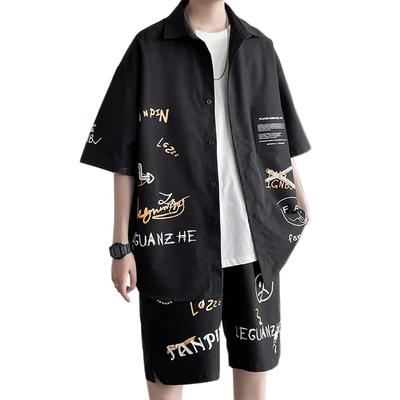 ANGELCITY Summer Short Sleeve and Jersey and Summer Korean Plus L223 Men's Set, T-Shirt Shorts, T-Shirt Shorts, 2-Piece Set, Loungewear, Wear,