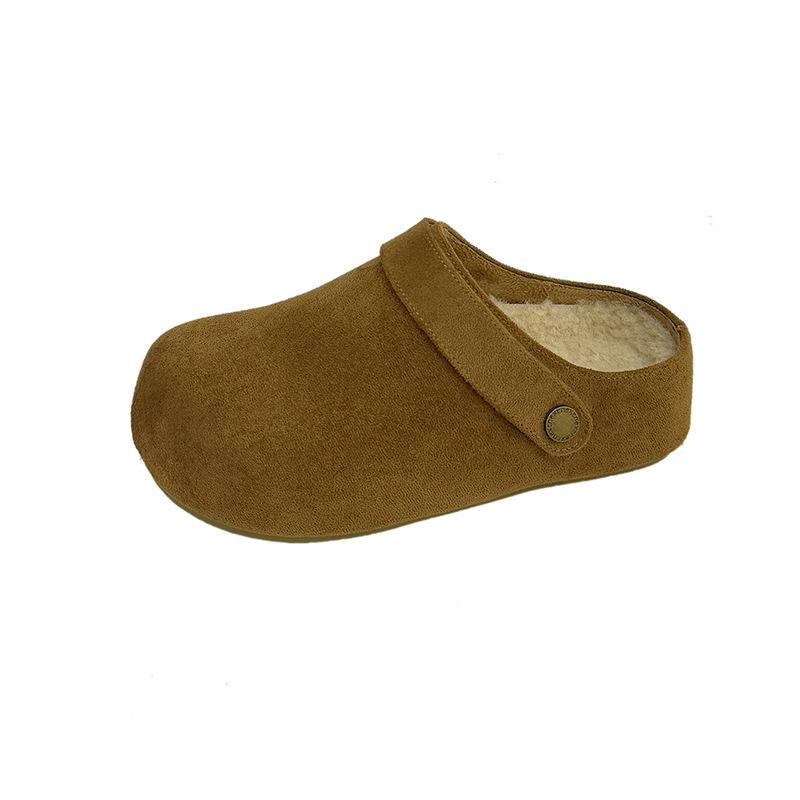 Thick-soled Heightening Women's Autumn New Outer Wear Small Shoes with Fleece Bag Head and Half Slippers