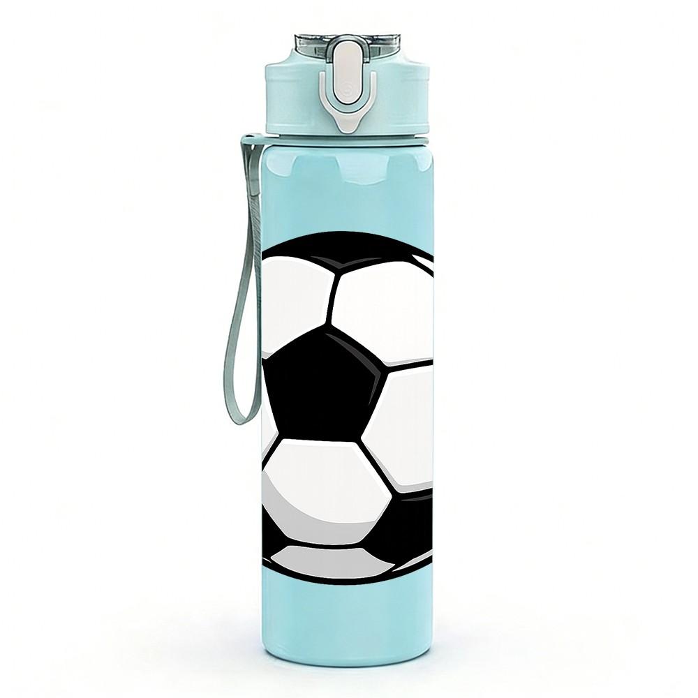 1PC Classic Black White Soccer Ball 750ml Color Plastic Sports Water Bottle Leakproof Flip Straw Lid Suitable for Sports Office Home Use