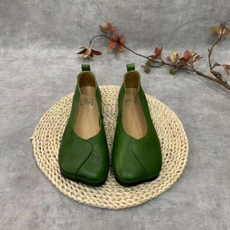 Fashion Leather Flats Women Loafers Shoes Square Toe Shallow Casual Shoes 2025 Trend Walking Soft Cozy Winter Designer Femme Chaussures