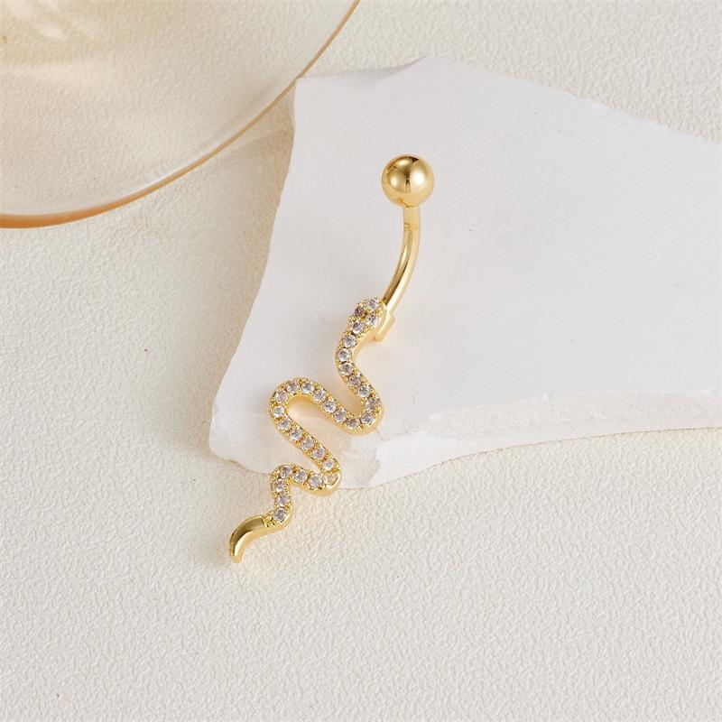 Stunning Shein Snake-shaped Copper Belly Button Ring Fashionable And Stylish