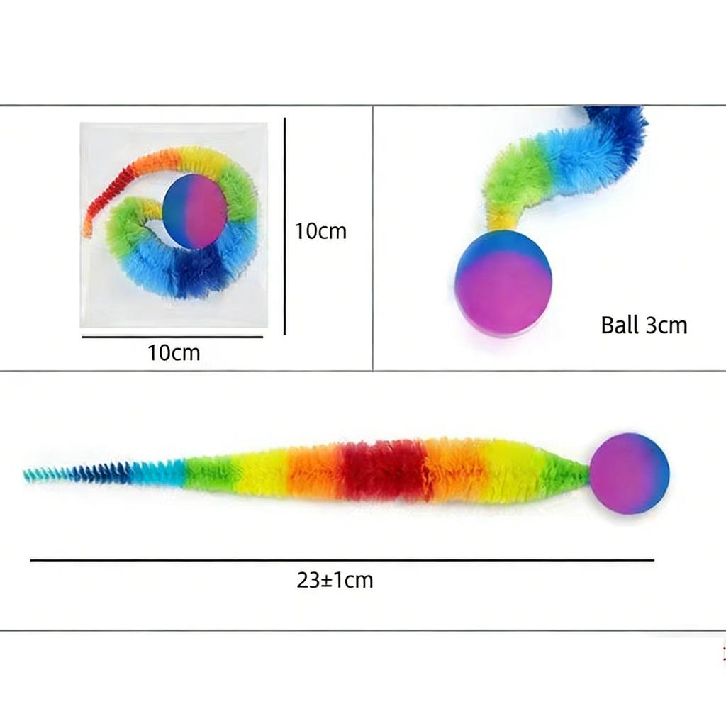 Cat Interactive Toys Cute Worm-Shaped Cat Elastic Ball Tail-equipped Cat Teasing Indoor Cat Worm Caterpillar Elastic Toy