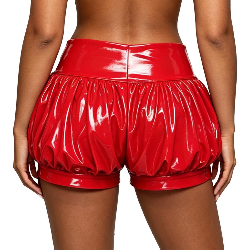 Womens Patent Leather Bubble Shorts