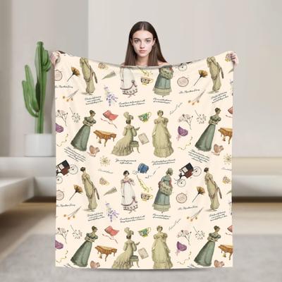 Orgullo y Prejuicio Citas Miss Bennet Jane Austen Mantas Rose Manta de Franela Ultra Suave para Ropa de Cama Dormitorio Colcha