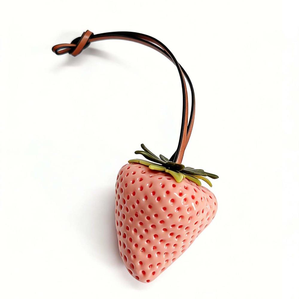Elegant Waterproof Strawberry Key Ring Resin Handmade Keychain 3D Design Bag Charm Bag Decoration
