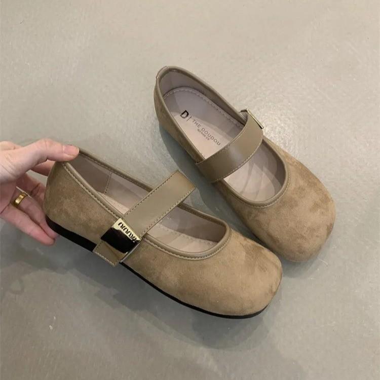 Retro Matte Anti-velvet Leather Flat-soled Single Shoes Women's New Mango Head Not Picky Mary Jane Shoes Super Soft Small Leather Shoes