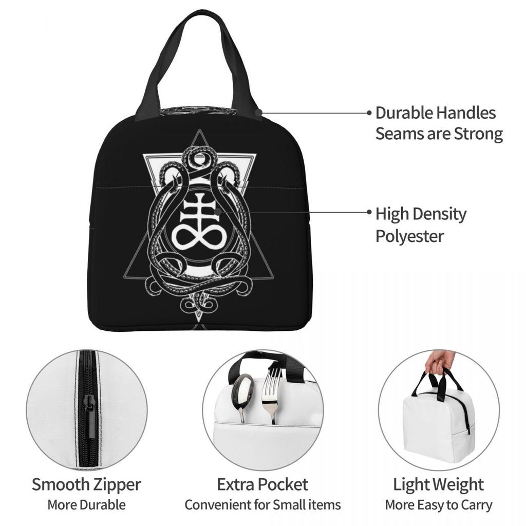 Satanic Cross Leviathan's Cross And Tentacles Insulated Lunch Bag for Kids School Cooler Thermal Food Box Tote Lunch Boxes
