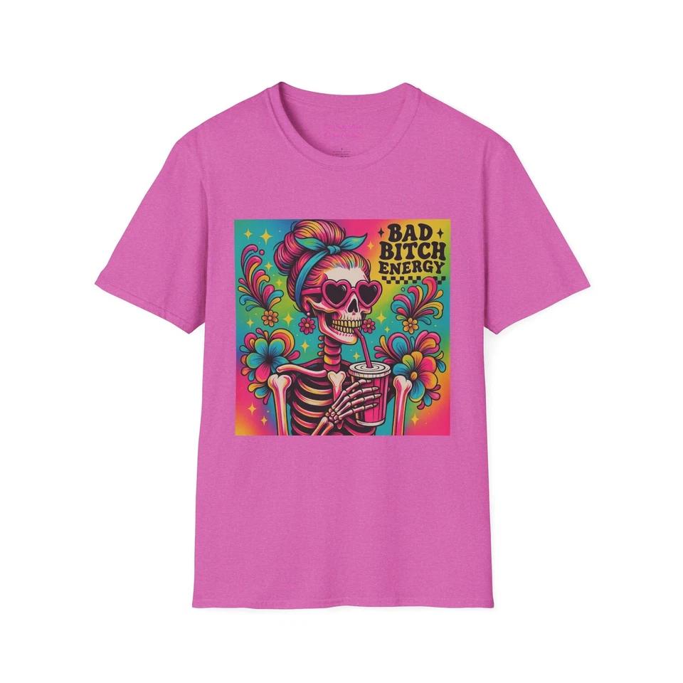 Colorful Bad Bitch Energy T-Shirt, Trendy Graphic Tee, Casual Wear, Unique 2 M