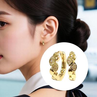 Gold Ohrklemme mit Kupfer- und Zirkonia-Inlay - Eleganter und vielseitiger Modeschmuck für Damen
