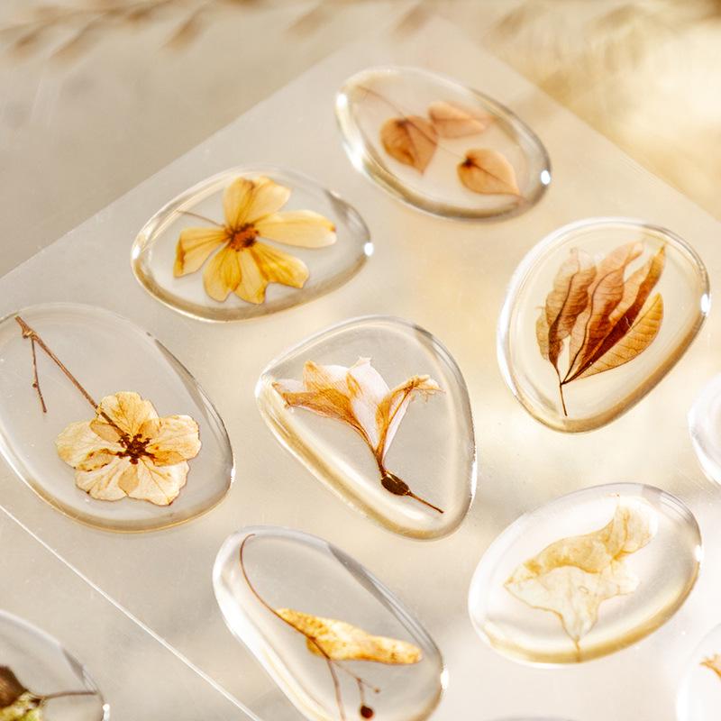 Echoes of Nature: Tomato Sauce Girl Dried Flower Resin Stickers - 6 Designs for Journals & Collages
