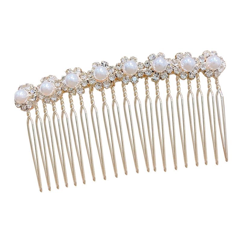 Non-Slip Crystal Pearl Hair Comb - Elegant Summer Headdress for Women