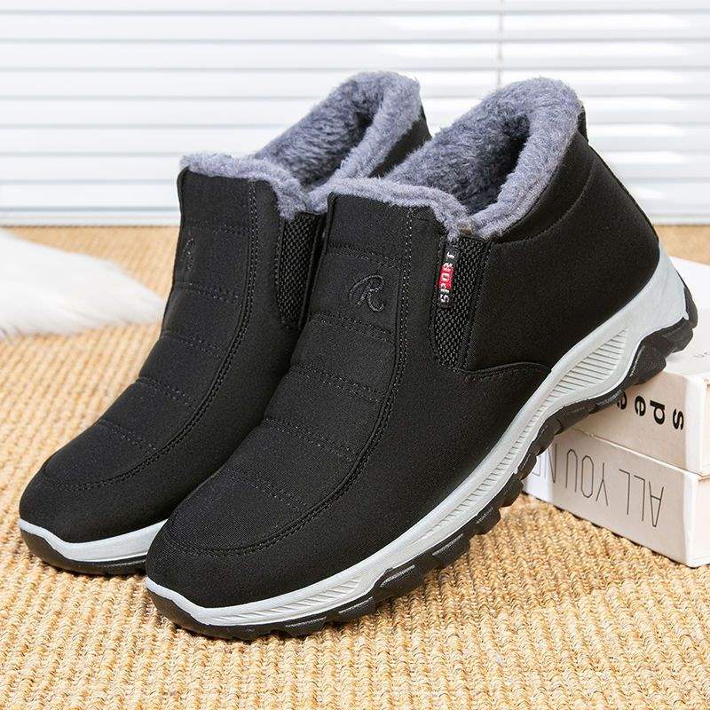 Winter alte nördliche Stoffschuhe Herren High-Top Schneestiefel Baumwollschuhe Damen Samt warm rutschfest weiche Sohle Mittelalterliche und ältere Vaterschuhe