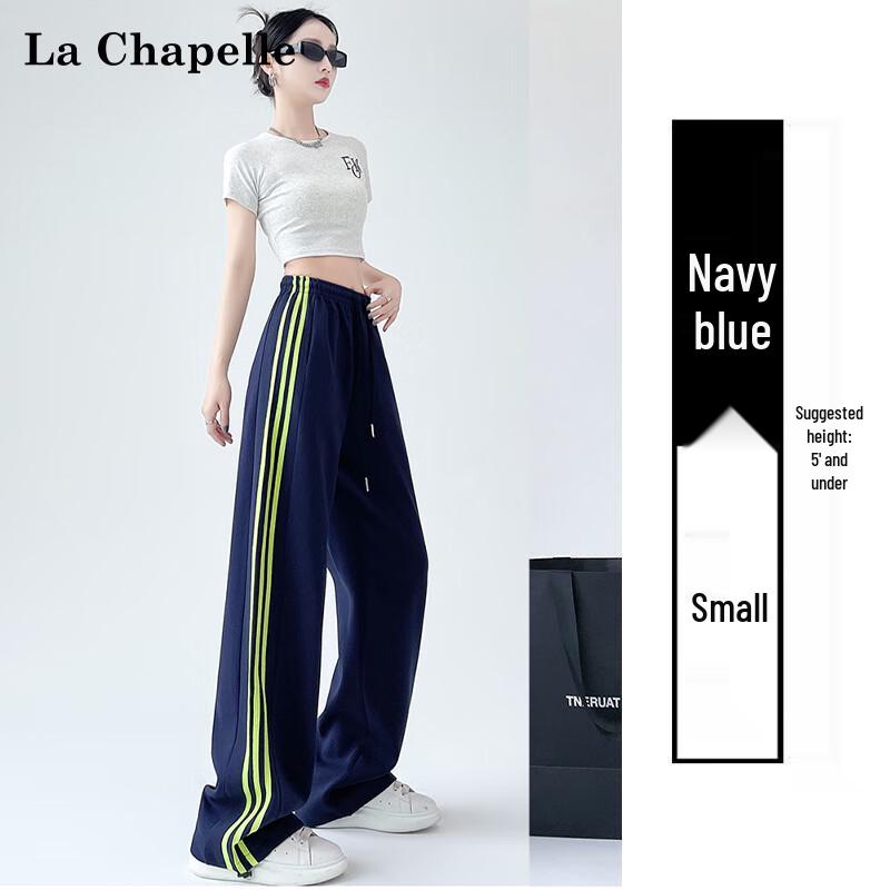 La Chapelle Women's Relaxed Fit 3-Stripe Wide-Leg Sweatpants