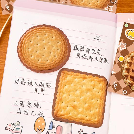 4Pcs Biscuit-Shaped Memo Pads Set Creative Food Design Self-Adhesive Sticky Notepads for Students Office Party Learning Marking And Message Small Gift