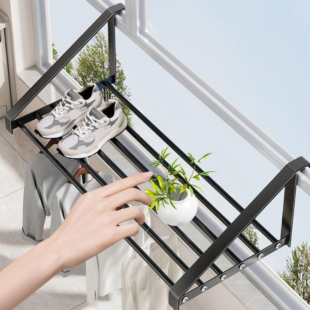 Space Saving Iron Shoe Drying Rack Wall Mounted Hanging Clothes Rack Railings Windowsill