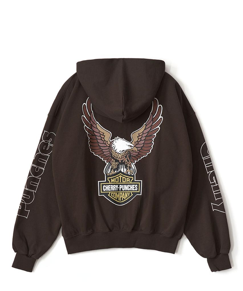 Cherry Punches Motor Company Zip-Up Hoodie (Brown)