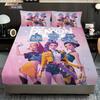 3pcs K-Pop Demon Hunters Print Coreless Bed Sheet Set Multiple Sizes Soft Bed Cover Bedroom Bedding Decoration Machine Washable