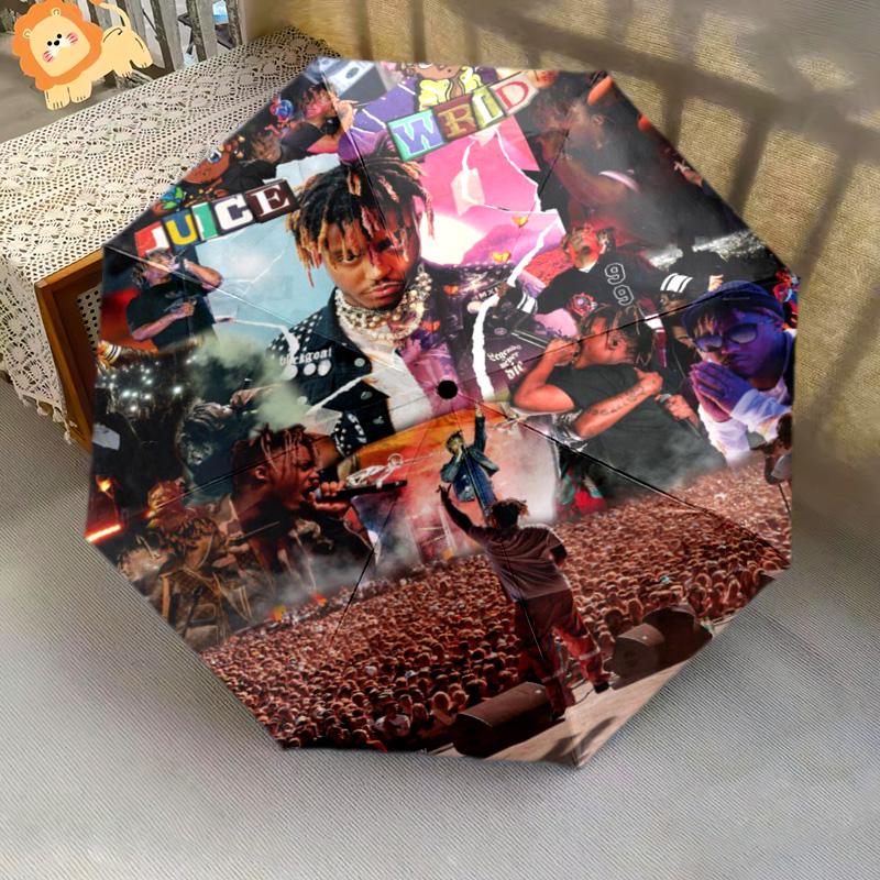 Juice Wrld: Legacy Emotion Music Folding umbrella Portable 8 paraphenoid bones Three folds Umbrella travel