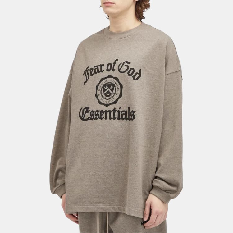 Fear of God Essentials Heavy Long-Sleeve Tee Heather Grey Men Tops 125HO242011F