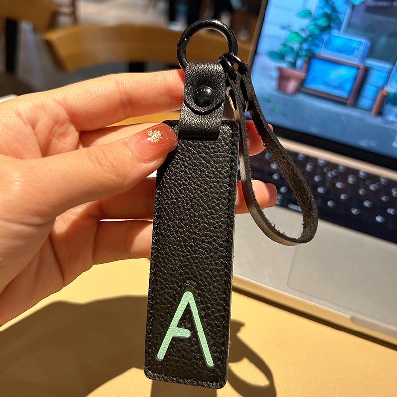 Leather Alphabet Keychain Tags for Car Ornaments & Luggage