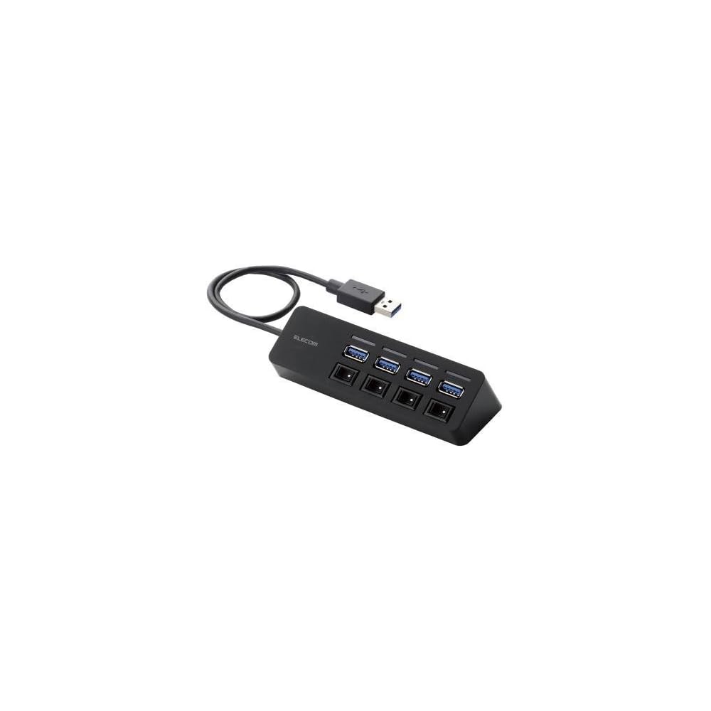 (Набор из 4) 4-портовый USB 3.0 хаб ELECOM (Магнитный тип и тип с индивидуальным переключателем) U3H-S418BBK