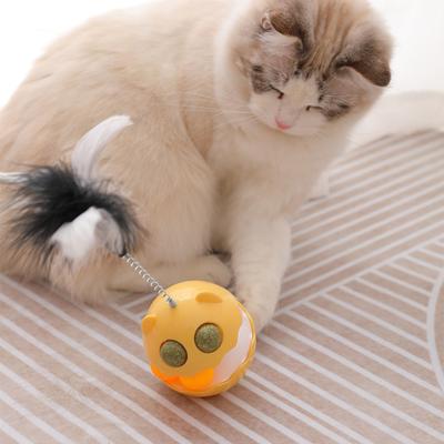 Spring Feather Cat Toy Wobbling Cat Teaser with Catnip Ball Interactive Ball Track Toy for Indoor Cats Boredom Relief Solo Entertainment