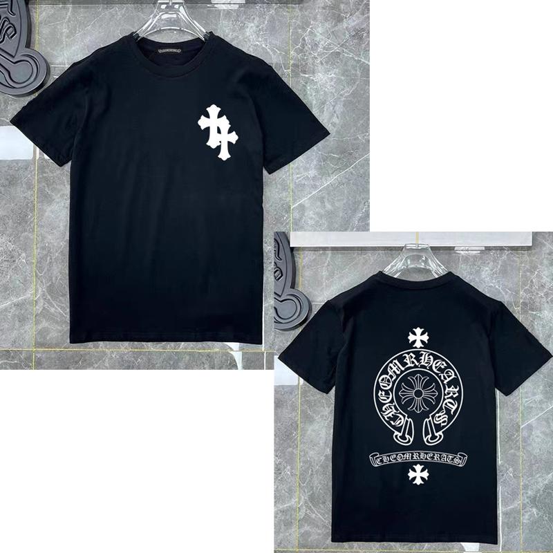 D44 CHROME HEARTS Summer New High Quality Cotton Round Neck Loose Large Size Men's and Women's T-shirt Couple T-shirt