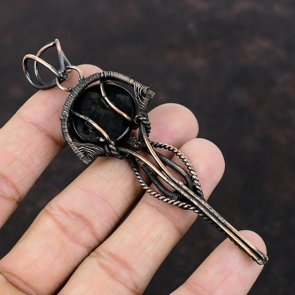 American Dichroic Glass Pendant Copper Wire Wrapped Gemstone Jewelry Stylish Pendant Handmade Jewelry Copper Wire Wrap Pendant Gift For Mom