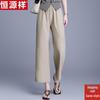 Hengyuanxiang Women's Ice Silk High-Waist Wide-Leg Cropped Pants